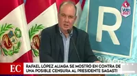 Rafael López Aliaga se muestra en contra de una posible censura al presidente Francisco Sagasti