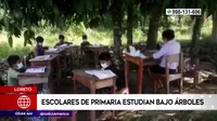 Loreto: Escolares de primaria estudian bajo árboles