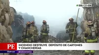 Lurigancho-Chosica: Incendio destruyó depósito de cartones y chancherías