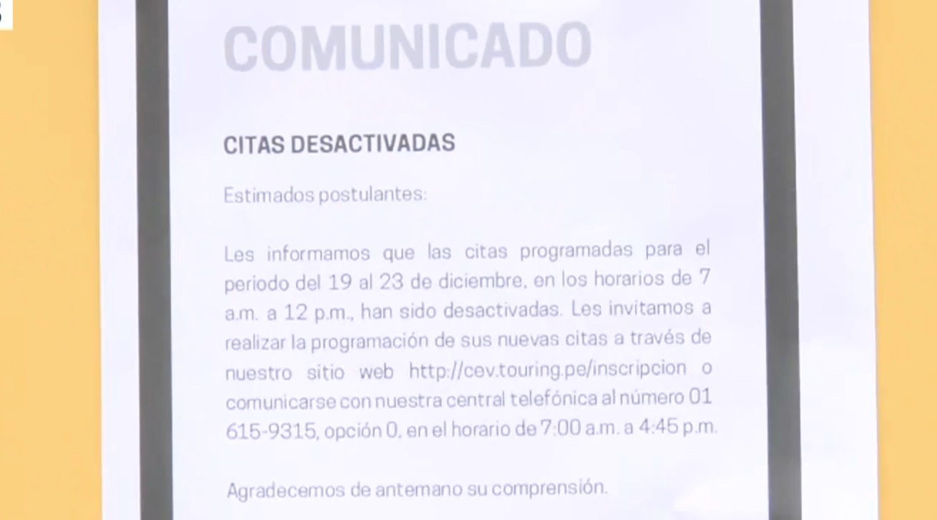 Lurín: Cancelan citas para rendir examen en el Touring