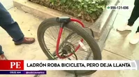 Magdalena: Ladrón robó bicicleta y dejó una llanta al no poder sacar cadena de seguridad