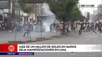 Manifestaciones en Lima: Más de un millón de soles en daños deja marchas violentas