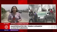 Manifestantes del Vraem llegaron a Lima en caravana