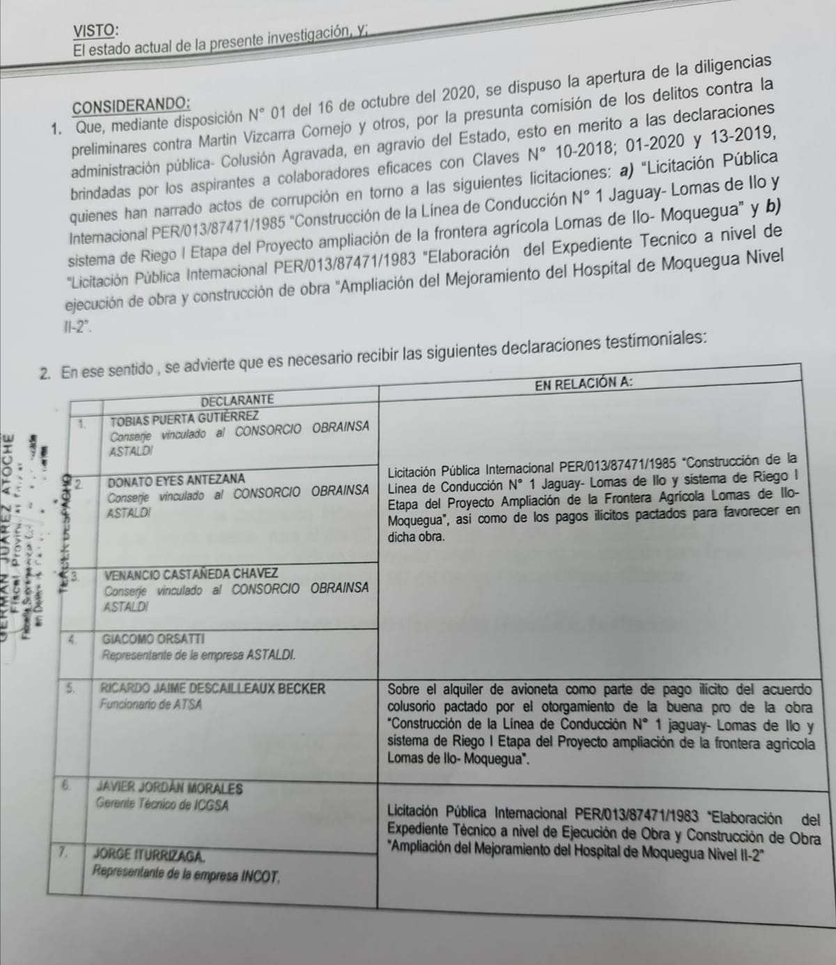 Fiscal Juárez Atoche pide declaración del presidente Vizcarra para el 3 de noviembre