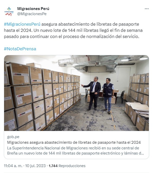 Imagen: Twitter/Migraciones.