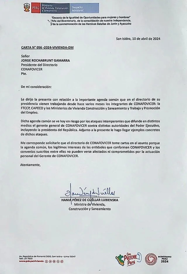 Ministra de Vivienda tras separación de gerente general de Conafovicer: “Era mi deber alertar al directorio”