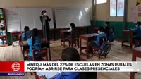 Minedu: Más del 22 % de escuelas en zonas rurales en Perú podría abrir para clases presenciales