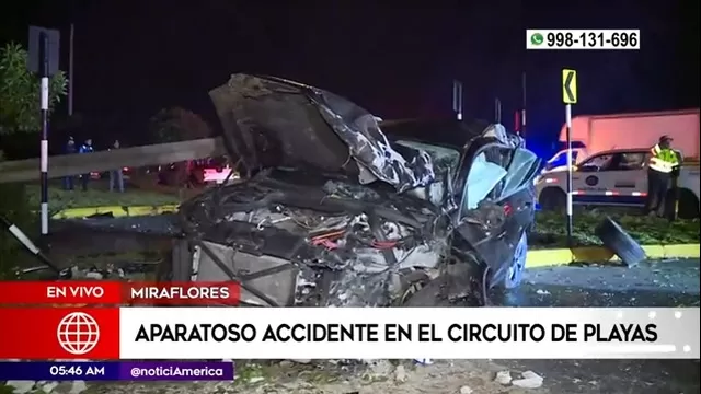 Miraflores: Auto de alta gama derribó postes tras violento accidente en Circuito de Playas