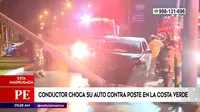 Miraflores: Conductor choca su auto contra poste en la Costa Verde