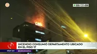 Miraflores: Incendio consumió departamento en edificio multifamiliar