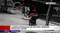 Miraflores: Ladrón disfraza de delivery arrebata celular a joven