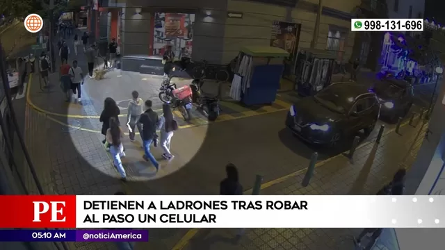 Miraflores: Policía capturó a ladrones tras robar celular al paso