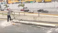 Miraflores: Municipio retira poste caído que bloqueba rampa de Vía Expresa