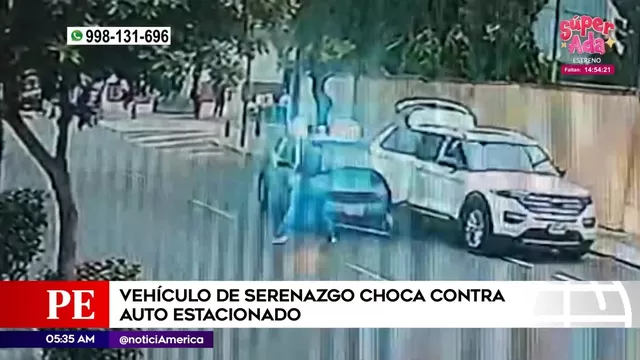 Miraflores: Vehículo de Serenazgo impactó contra auto estacionado