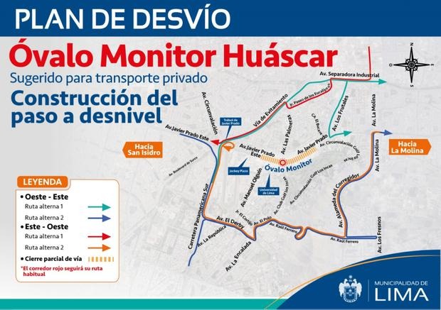 Municipalidad de Lima actualiza plan de desvío por obras en óvalo Monitor Huáscar