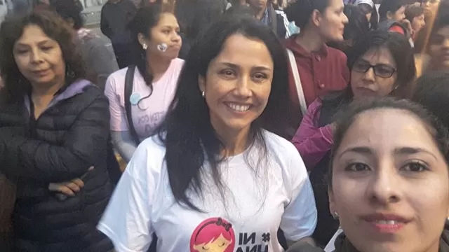 Nadine Heredia, exprimera dama, participó de la marcha / Foto: Twitter Red Nacionalista