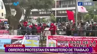 Obreros protestaron frente al Ministerio de Trabajo para que interceda por mejoras salariales