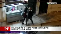 Los Olivos: Delincuente en moto fingió ser cliente para asaltar a joven