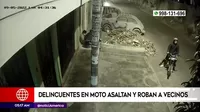 Los Olivos: Delincuentes en moto asaltan y roban a vecinos