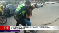 Los Olivos: Mototaxista agredió a policía y atropelló a fiscalizador