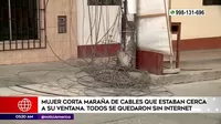 Los Olivos: Mujer cortó cables que estaban cerca de su ventana y dejó al vecindario sin internet
