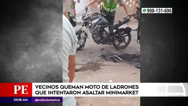 Los Olivos: Vecinos quemaron moto de ladrones que intentaron asaltar minimarket