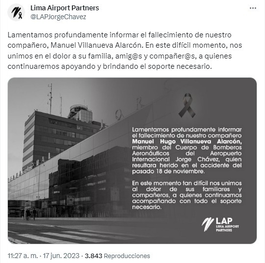 Familiares de bomberos fallecidos exigen justicia tras accidente en aeropuerto Jorge Chávez