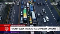 Panamericana Sur: Chofer queda atrapado tras choque de camiones