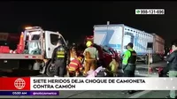 Panamericana Sur: Siete heridos deja choque de camioneta contra camión