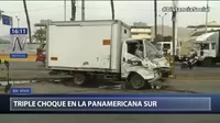 Panamericana Sur: Triple choque dejó tres heridos