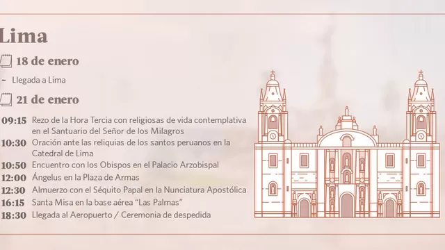 Agenda del papa Francisco en Lima