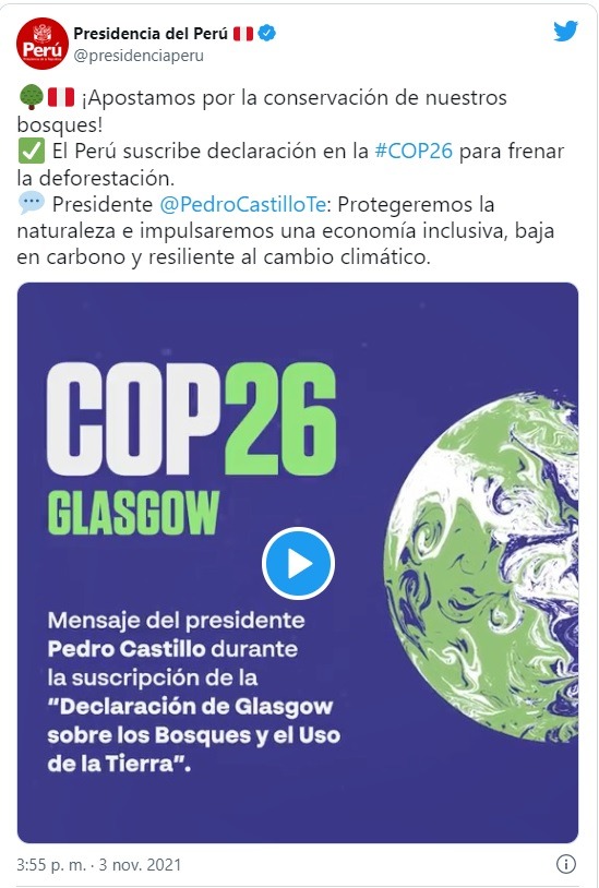 Pedro Castillo: Protegeremos la naturaleza impulsando una economía baja en carbono