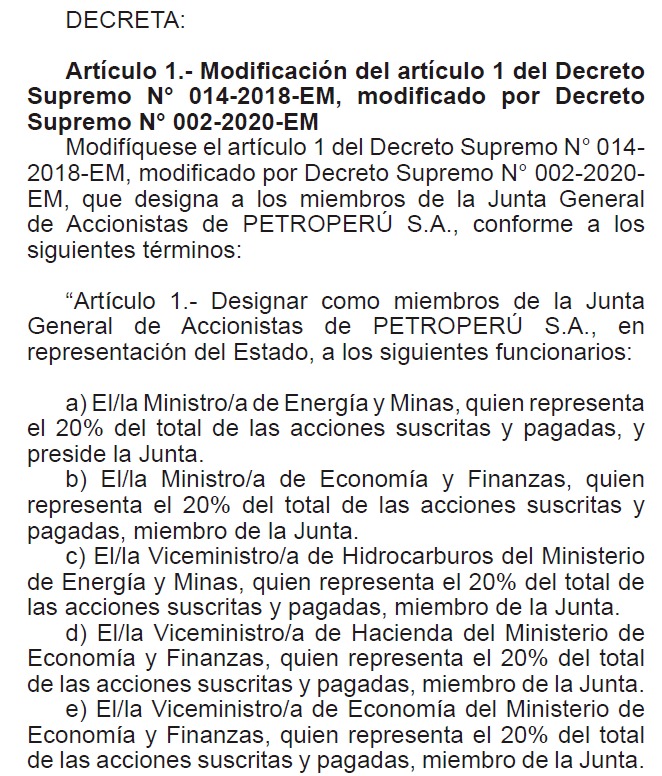 Petroperú: MEF asume mayor control de la Junta General de Accionistas tras recomposición de directorio