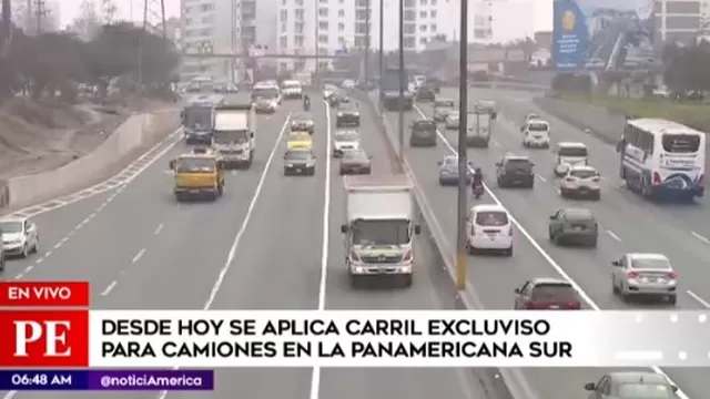 'Pico y placa': desde hoy aplica carril exclusivo para camiones en la Panamericana Sur