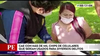 Policía capturó a mujer con 1000 chips de celulares en Surco