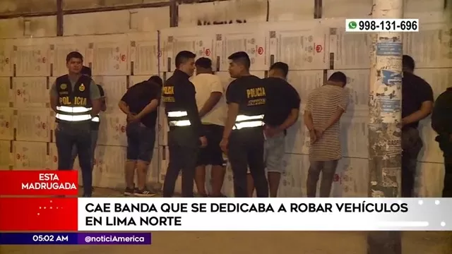 Policía desarticuló banda dedicada a robar vehículos en Lima Norte