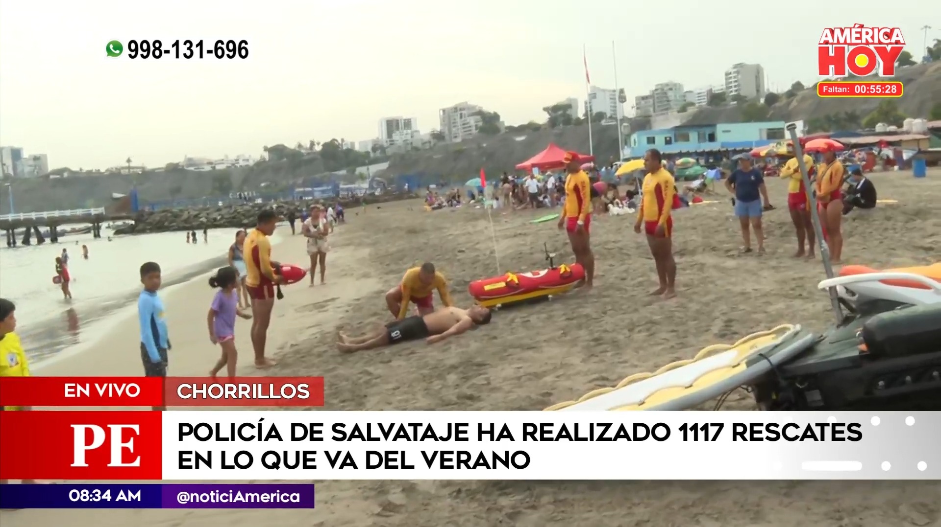 Rescates de la Policía de Salvataje en playas. Foto: América Noticias