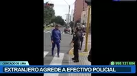Un policía y un ciudadano extranjero protagonizan violenta pelea en la calle