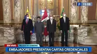 Presidente Pedro Castillo recibe cartas credenciales de cuatro embajadores