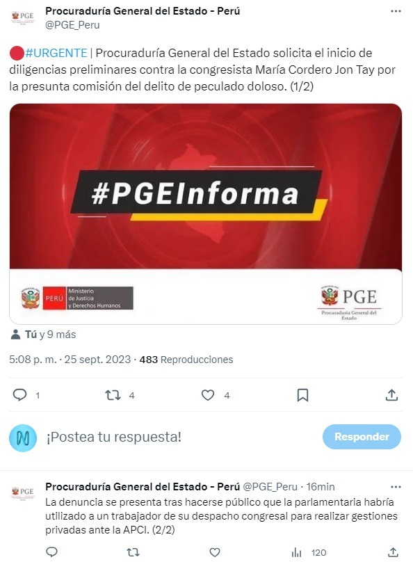 Imagen: Twitter/Procuraduría General del Estado
