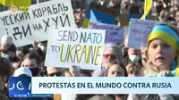 Protestas en el mundo contra Rusia tras ofensiva militar en Ucrania