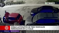 Pueblo Libre: Roban autopartes de tres vehículos parqueados en la calle