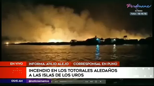 Puno: Incendio en totorales aledaños a islas de Los Uros