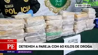 Puno: Policía detuvo a pareja con 60 kilos de droga