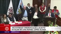 Rafael López Aliaga recibió credenciales como alcalde electo de Lima