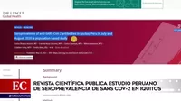 Revista científica publica estudio peruano de seroprevalencia de la COVID-19 en Iquitos