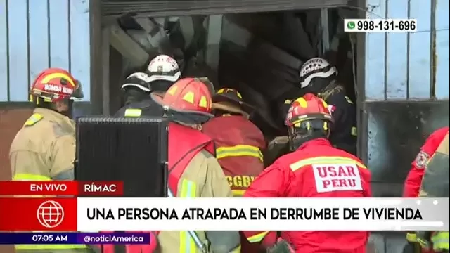 Rímac: bomberos rescatan a una persona atrapada en derrumbe