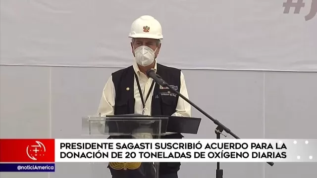 Francisco Sagasti suscribió acuerdo para la donación de 20 toneladas de oxígeno diarias