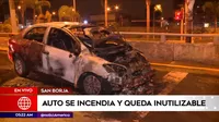 San Borja: Vehículo de taxi se incendió en avenida Javier Prado
