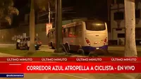 San Isidro: Ciclista murió tras ser atropellada por un bus del Corredor Azul